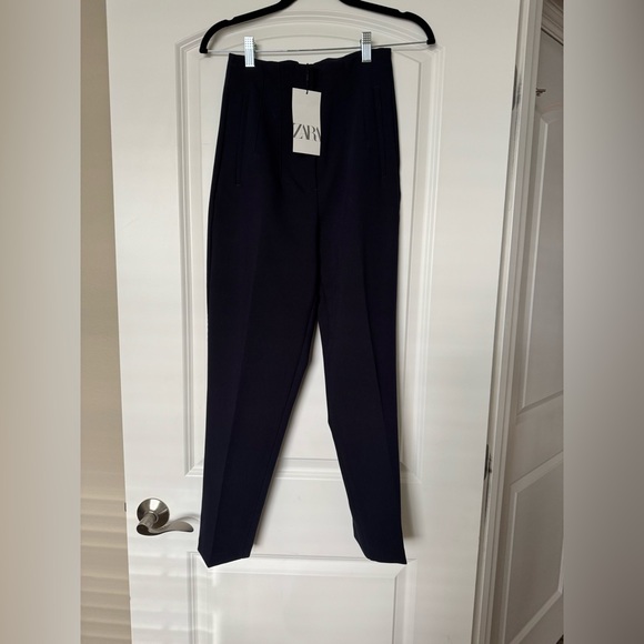 Zara Midnight Blue Pants high waisted with pretty seems on waist - Picture 1 of 7